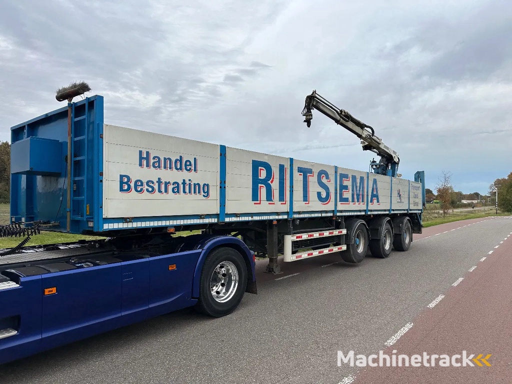 Vogelzang Stenentrailer Steenoplegger + Hiab kraan R 165-F2 met Steunpoten