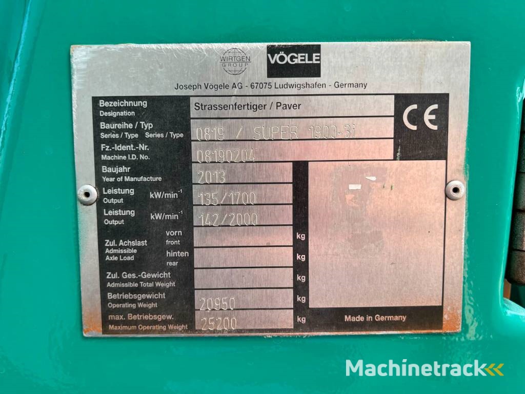 Vögele SUPER 1900-3i - Incl. Extensions