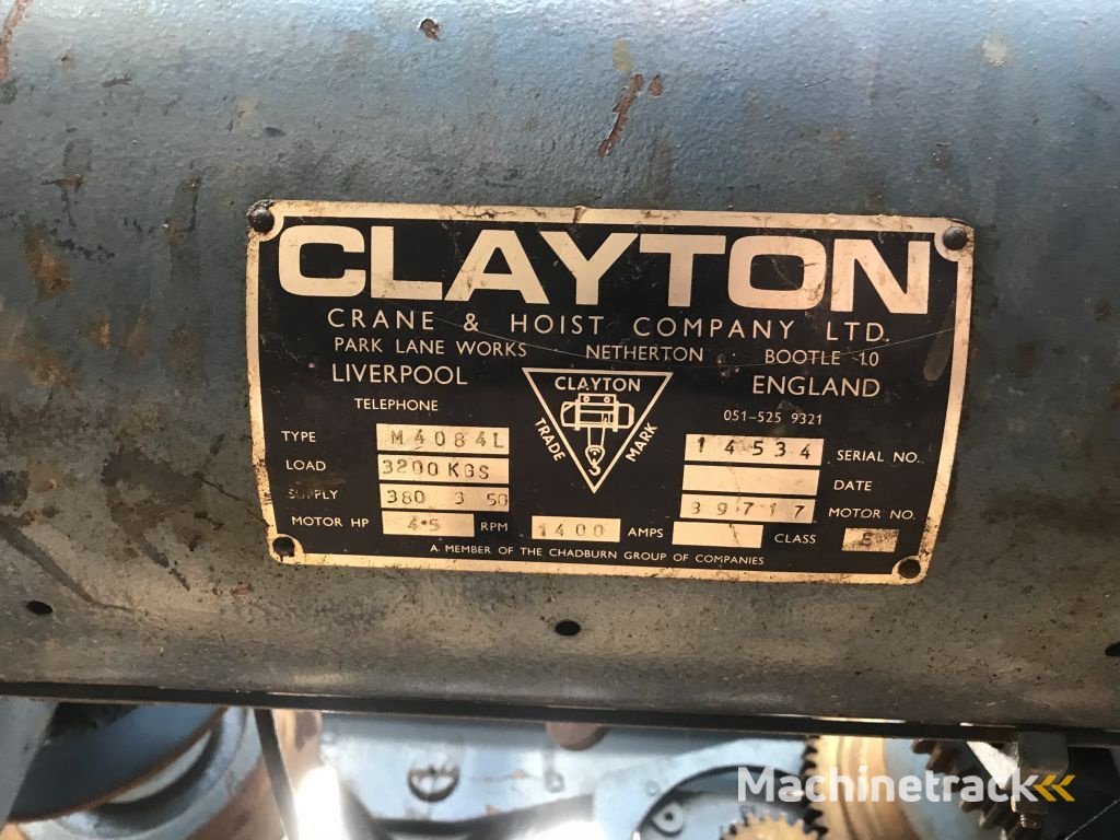 Diversen Clayton crane Bovenloopkraan enkel crane & hoist Clayton
