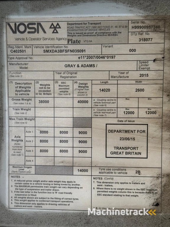 Gray and Adams 2015 Vector 1950 MT - 5796