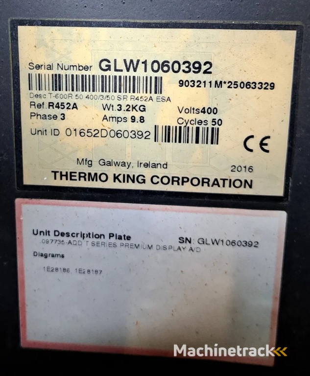 THERMO KING 2016 - T-600 S/N : GLW1060392