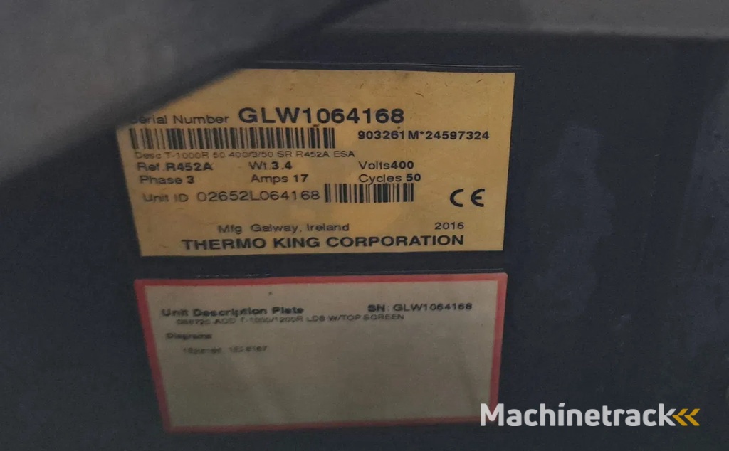THERMO KING 2016 - T-1000R – S/N: GLW1064168
