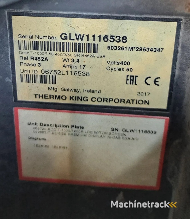 THERMO KING 2017 - T-1000R S/N: GLW1116538