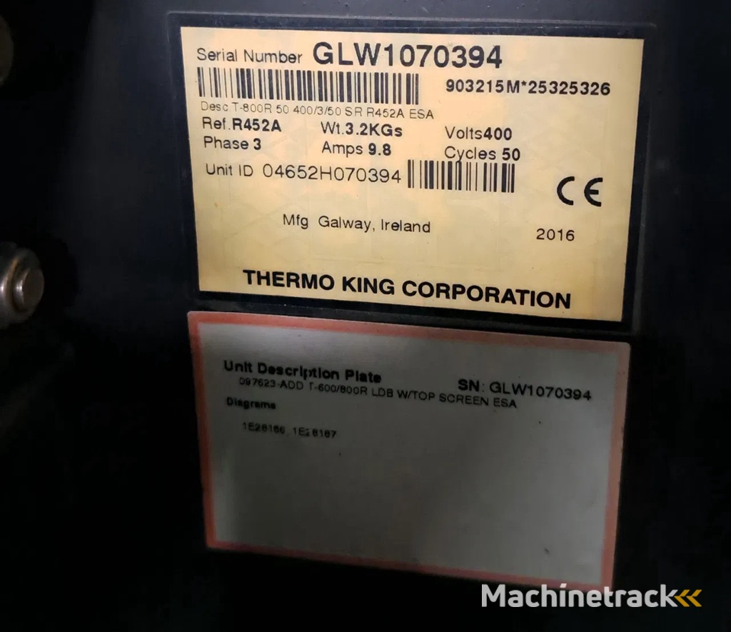 THERMO KING 2016 - T- 800 – S/N: GLW1070394