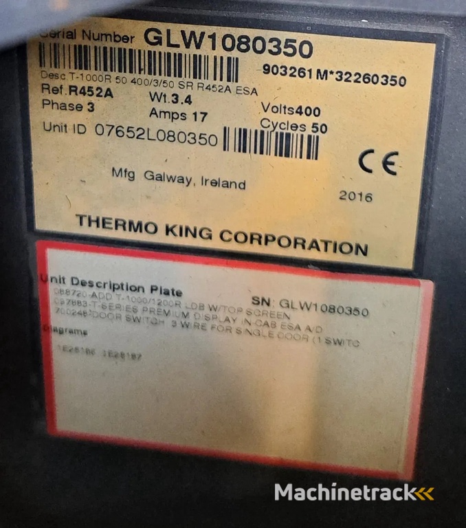 THERMO KING 2016 - T-1000R S/N : GLW1080350