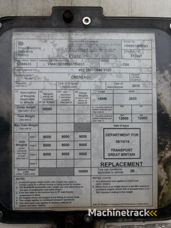 Chereau 2015 Vector 1950MT - JST102