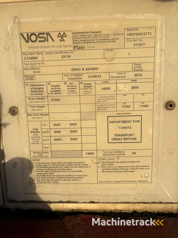 Gray and Adams 2012 SLXE 400 - CBT225ER