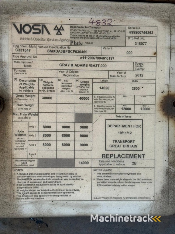 Gray and Adams 2012 Vector 1850 MT - 4832