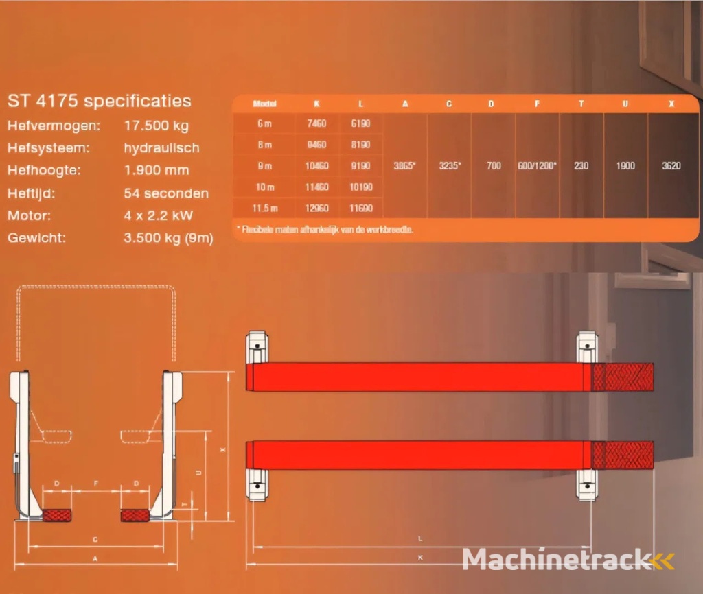 Stertil-Koni Ultra 4-koloms Hefbrug 17500KG