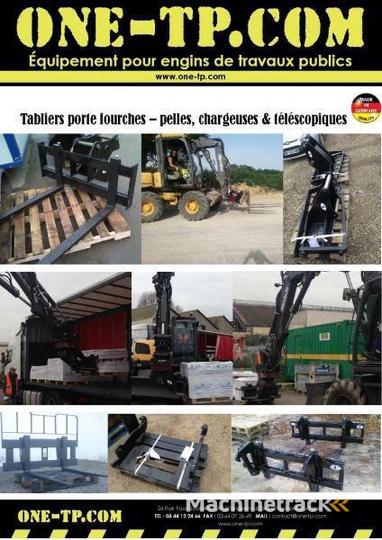 ONE-TP Tablier fourche à palette pour pelles et chargeuses
