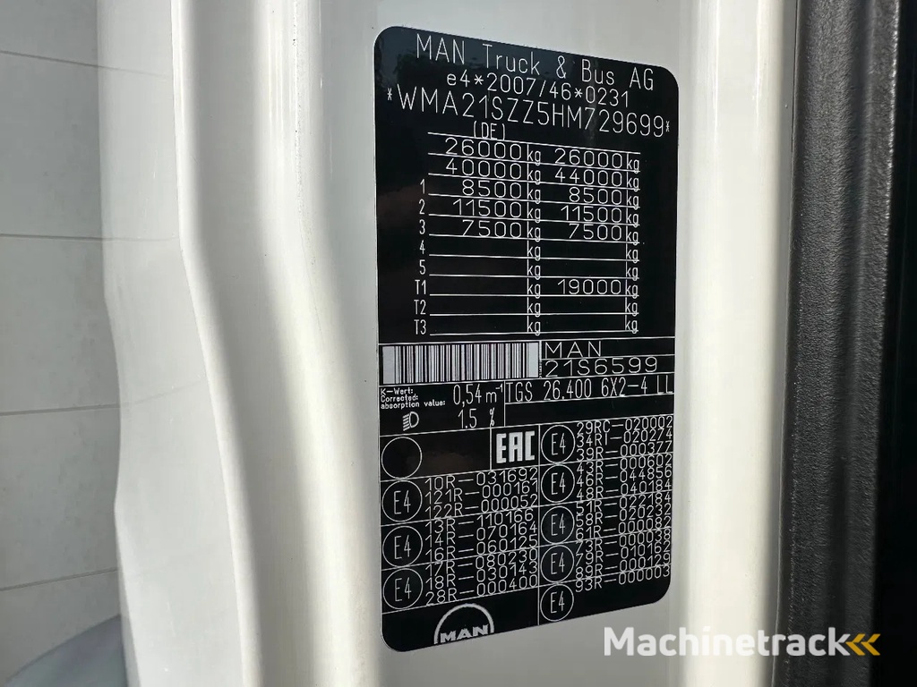 MAN TGS 26.400 6X2-4 LL / Euro 6 / Only 275058km / Palfinger PK29002 D / PJ 060 B