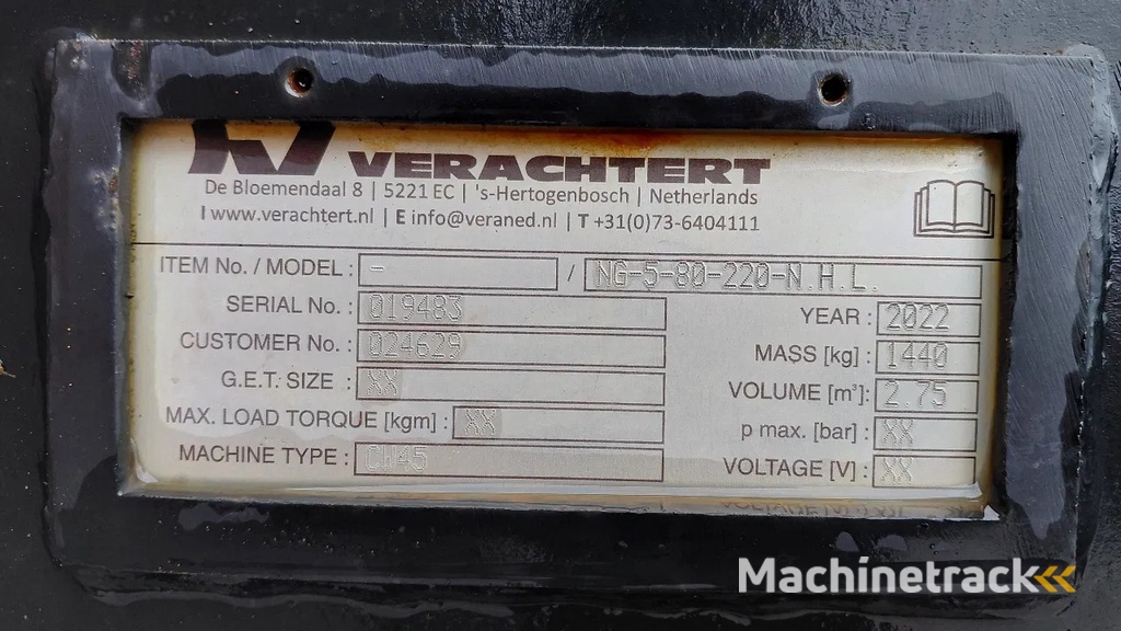 Verachtert CW45 Cleaning bucket / 2.20m wide / As new