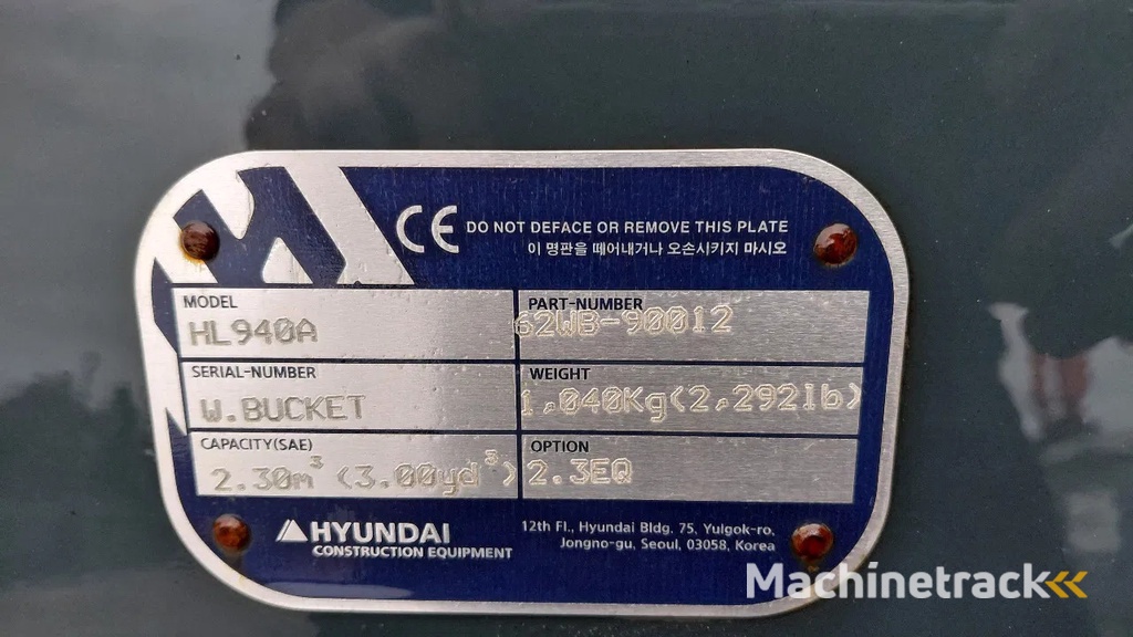 Hyundai Loader bucket / Volvo L70 / Lundberg, Volvo coupling / NEW