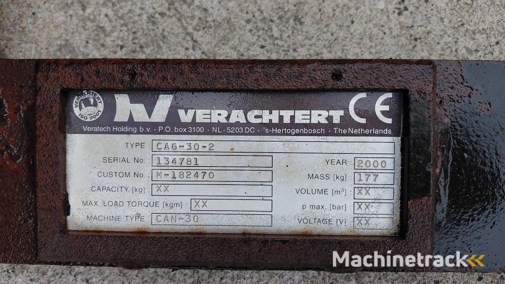 Verachtert CW20 CW30 CW40 mounting bracket 70mm pin