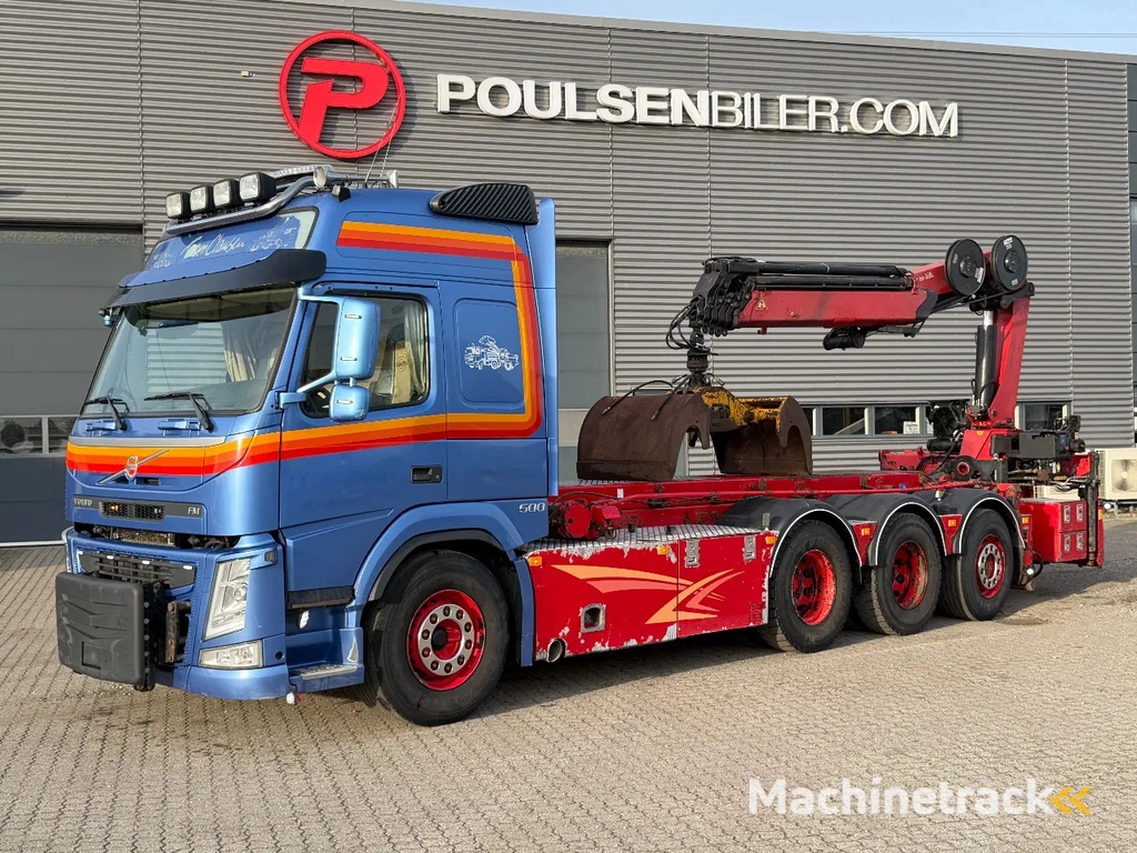 Volvo FM 500 FM 500 8x4*4 with crane + 3-way tipping cable system
