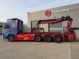 Minituur van Volvo FM 500 FM 500 8x4*4 with crane + 3-way tipping cable system