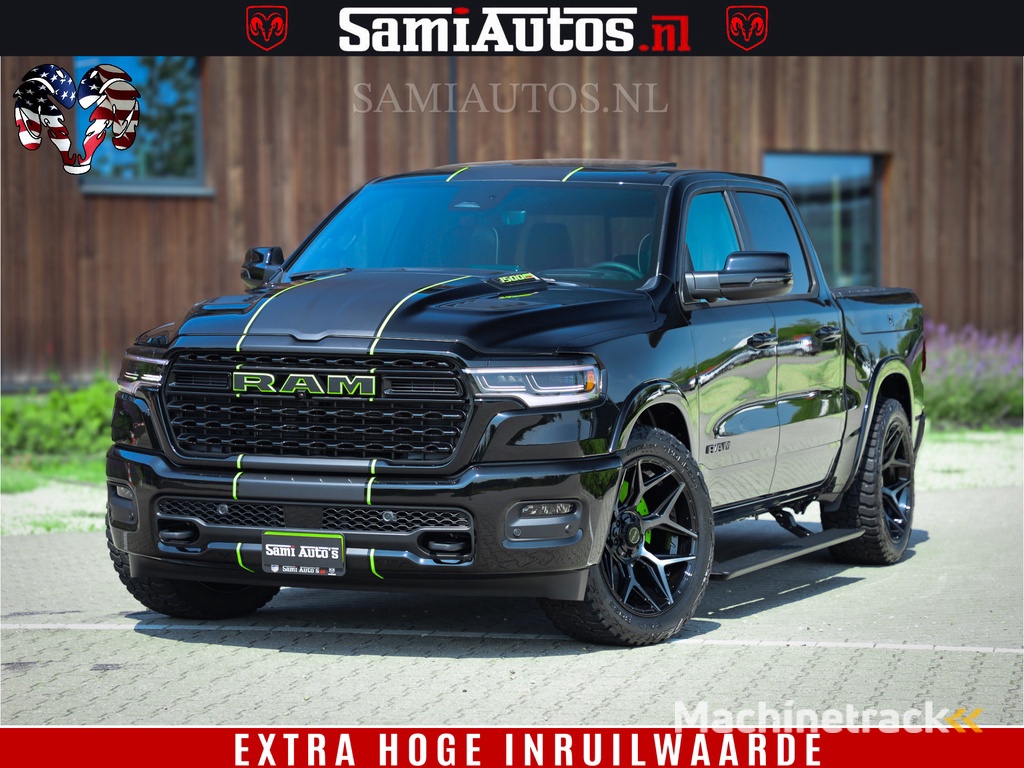 Dodge Ram 1500 Limited Night High Output 540HP 706Nm | Massage + Full Option | De Meest Luxe en Volle Pick-Up in zijn Klasse | Comfortabele Dubbele Cabine met Royale 5 Zitplaatsen | BPM vrij | Nu Leverbaar uit Voorraad | Voorraad Nr 2300 - 7689