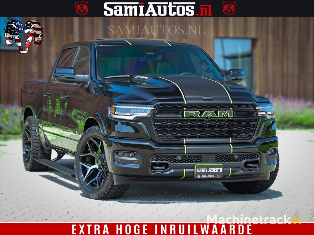 Dodge Ram 1500 Limited Night High Output 540HP 706Nm | Massage + Full Option | De Meest Luxe en Volle Pick-Up in zijn Klasse | Comfortabele Dubbele Cabine met Royale 5 Zitplaatsen | BPM vrij | Nu Leverbaar uit Voorraad | Voorraad Nr 2300 - 7689