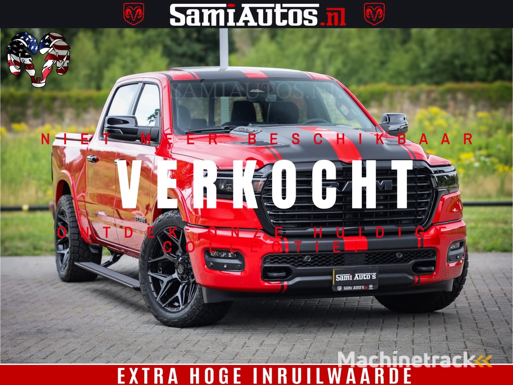 Dodge RAM 1500 Night Premium | RED DEVIL | Full Option | De Meest Luxe Pick-Up in zijn Klasse | Comfortabele Dubbele Cabine met Royale 5 Zitplaatsen | BPM vrij | Nu Leverbaar uit Voorraad | Voorraad Nr 2226 - 4993