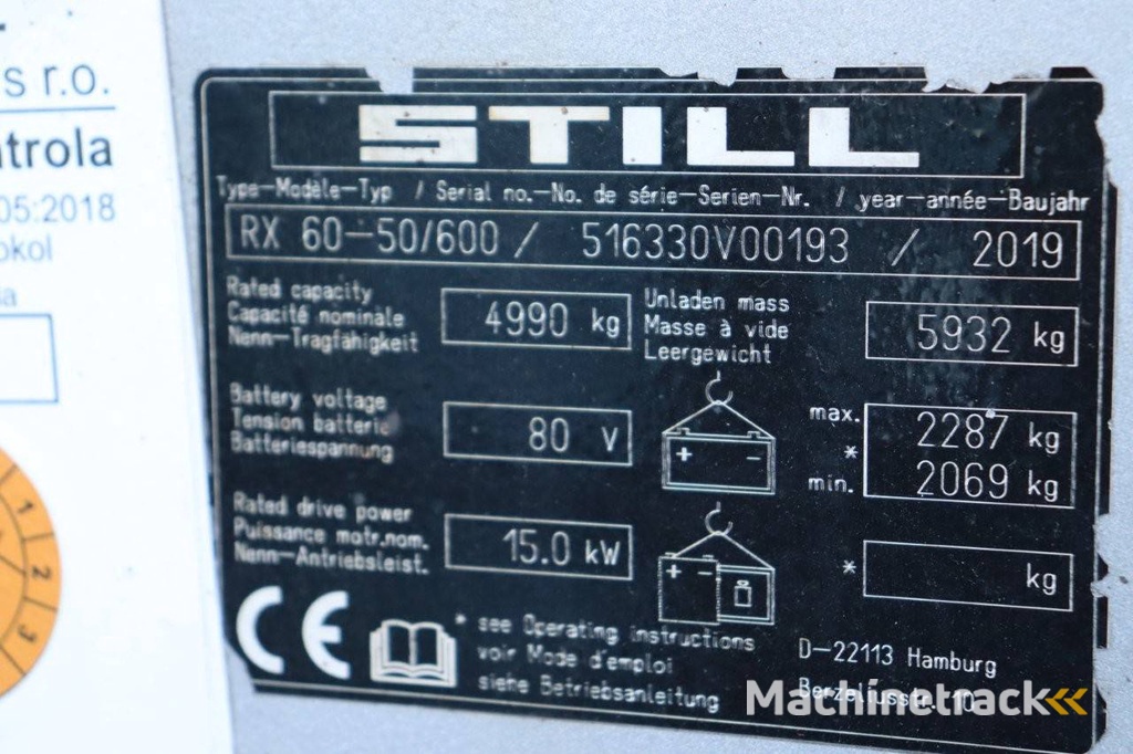 Forklift Still RX 60-50/600 Electric 4990kg 4.0m 2019
