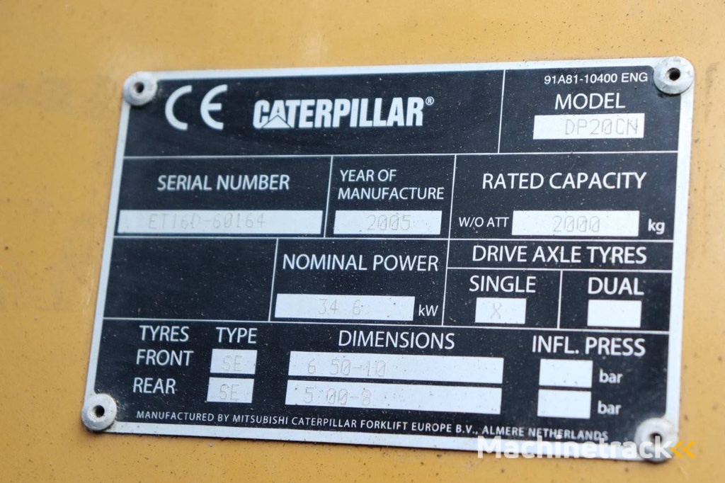Gabelstapler Caterpillar DP20CN Diesel 2000kg 3,3m 2005