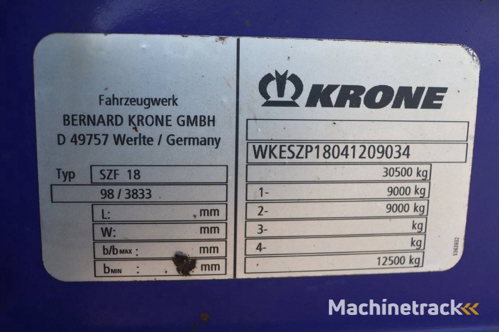 Planenauflieger Krone SZF 18 2003