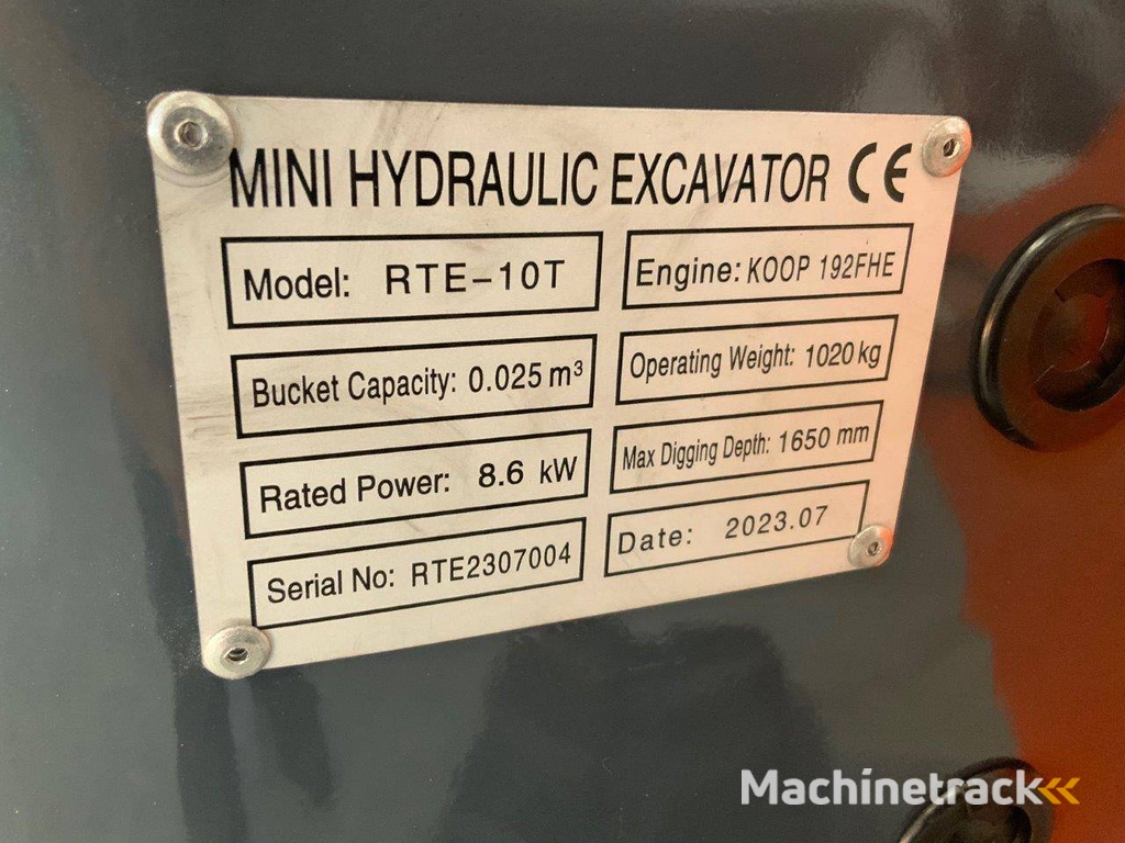 Minigraver RTE 11B Diesel 11.7pk 2025 Nieuw