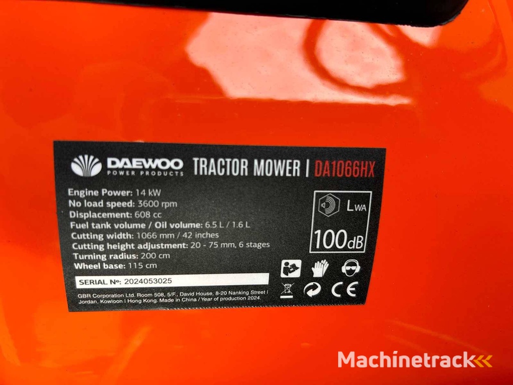 Daewoo DA1066HX Benzin-Aufsitzmäher 19 PS 2024 Neu