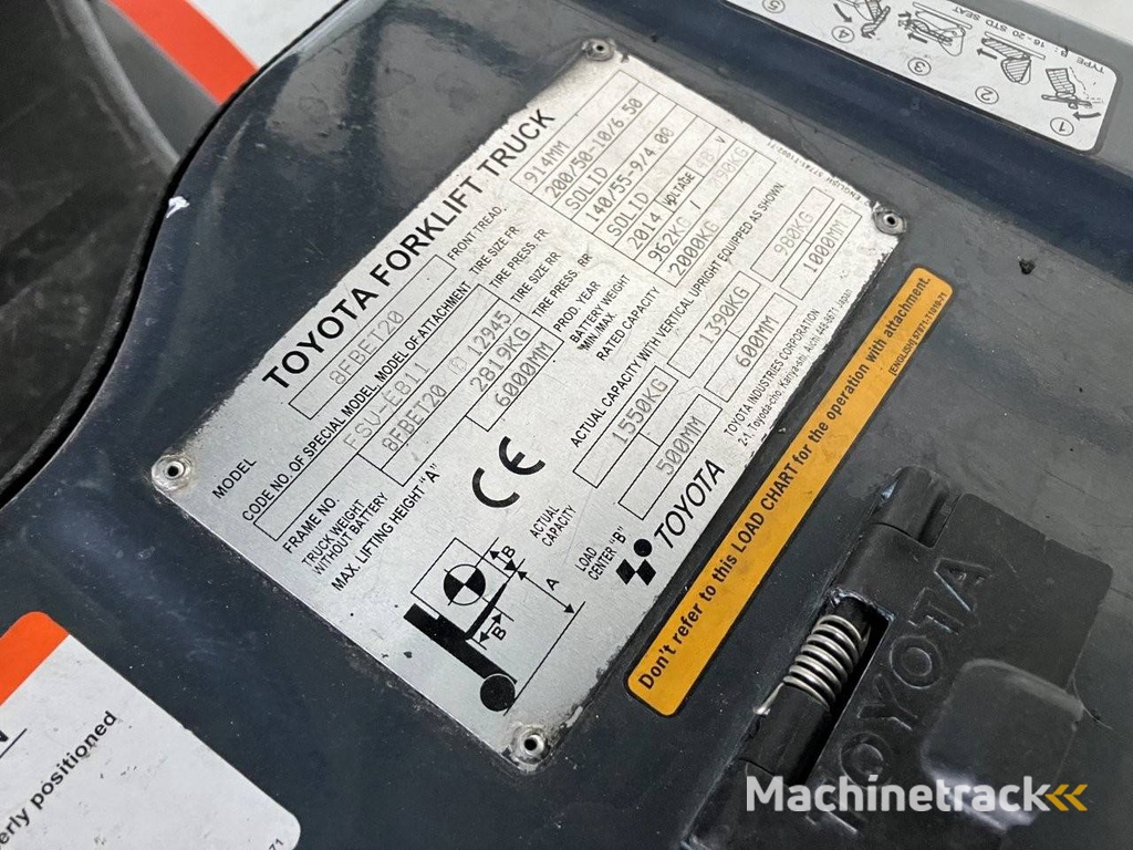 Forklift Toyota 8FBET20 Electric 2000kg 5.0m 2014