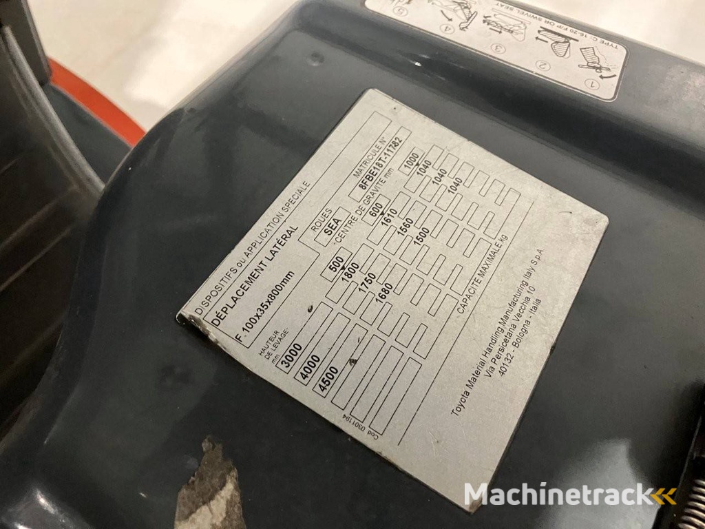 Toyota 8FBE18T Electric Forklift 1800kg 4.5m 2018