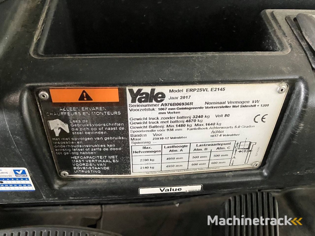 Heftruck Yale ERP25VL E2145 Elektrisch 2360kg 4.95m 2017