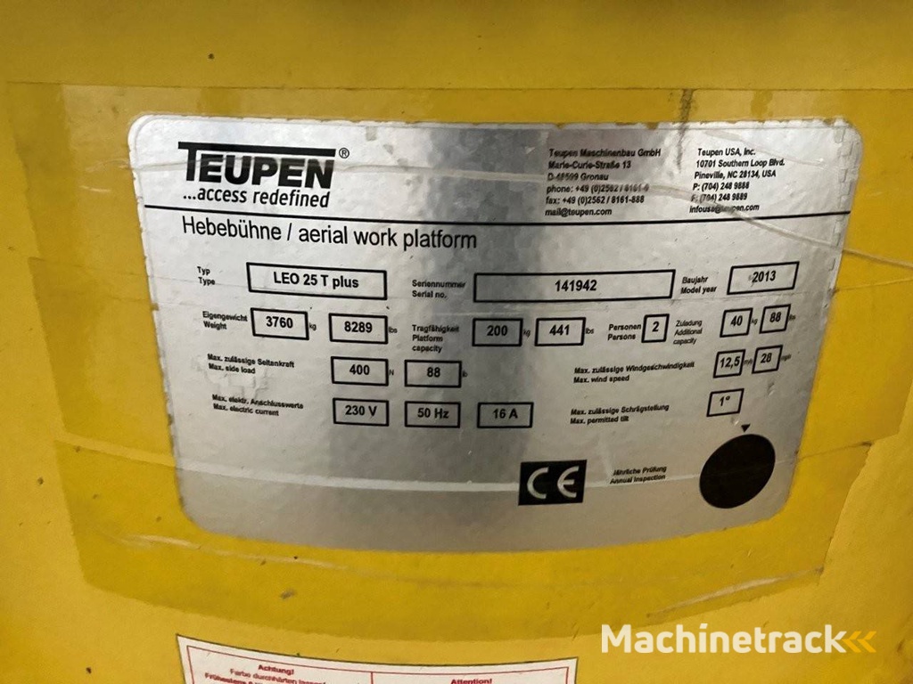 Spinhoogwerker Teupen LEO 25 T plus Diesel 15m 2013