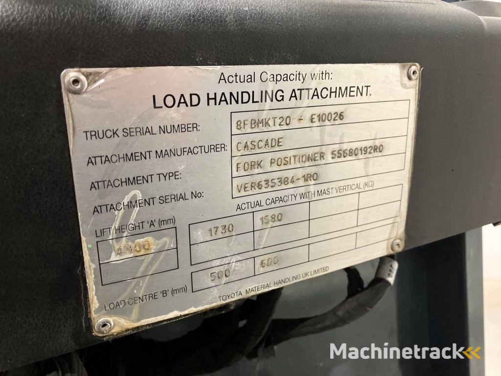 Toyota Electric Forklift 1580kg 4.3m