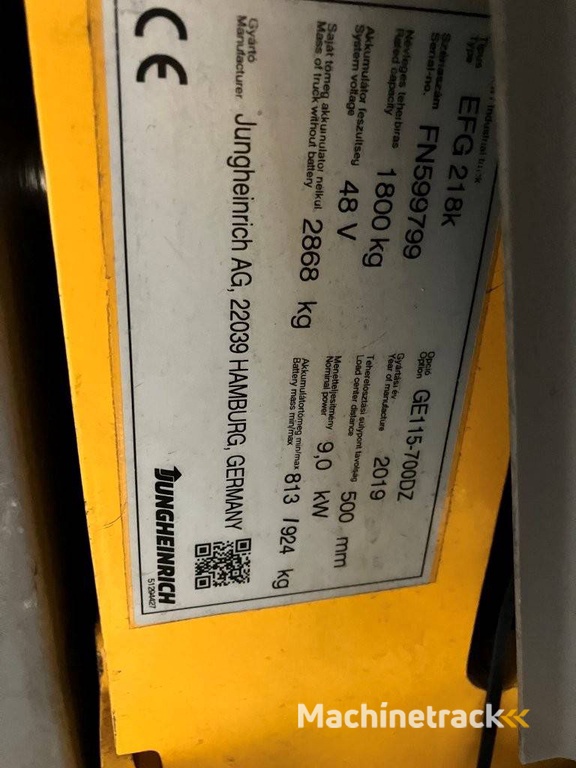 Heftruck Jungheinrich EFG 218k Elektrisch 1800kg 7m 2019