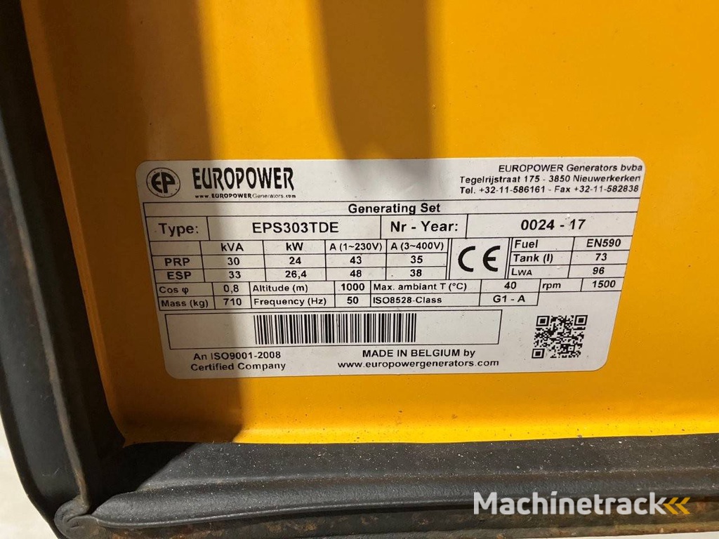 Generator Europower EPS303TDE Diesel 2017 30kVA