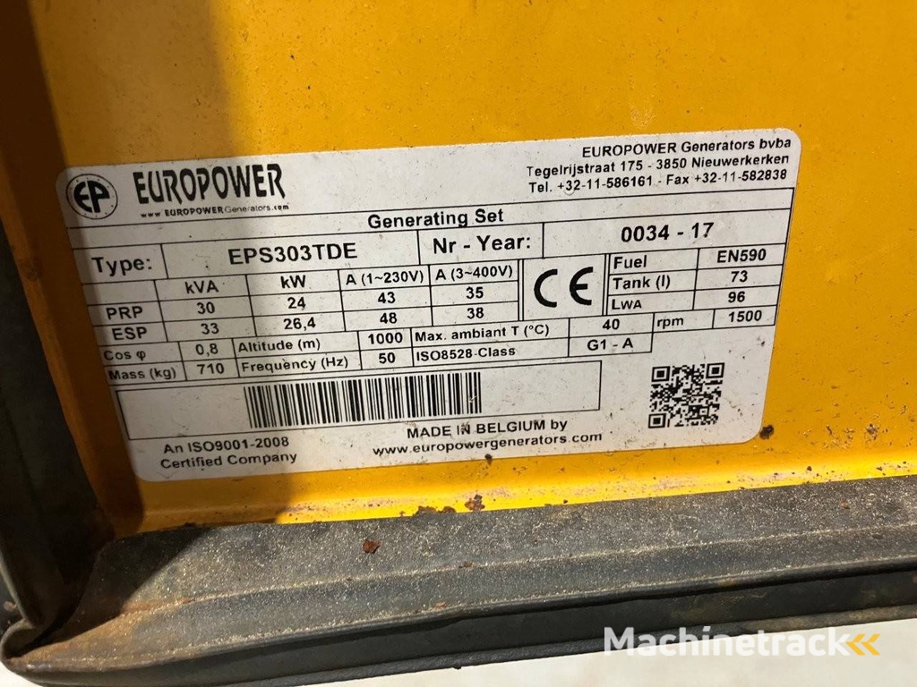 Generator Europower EPS303TDE Diesel 2017 30kVA