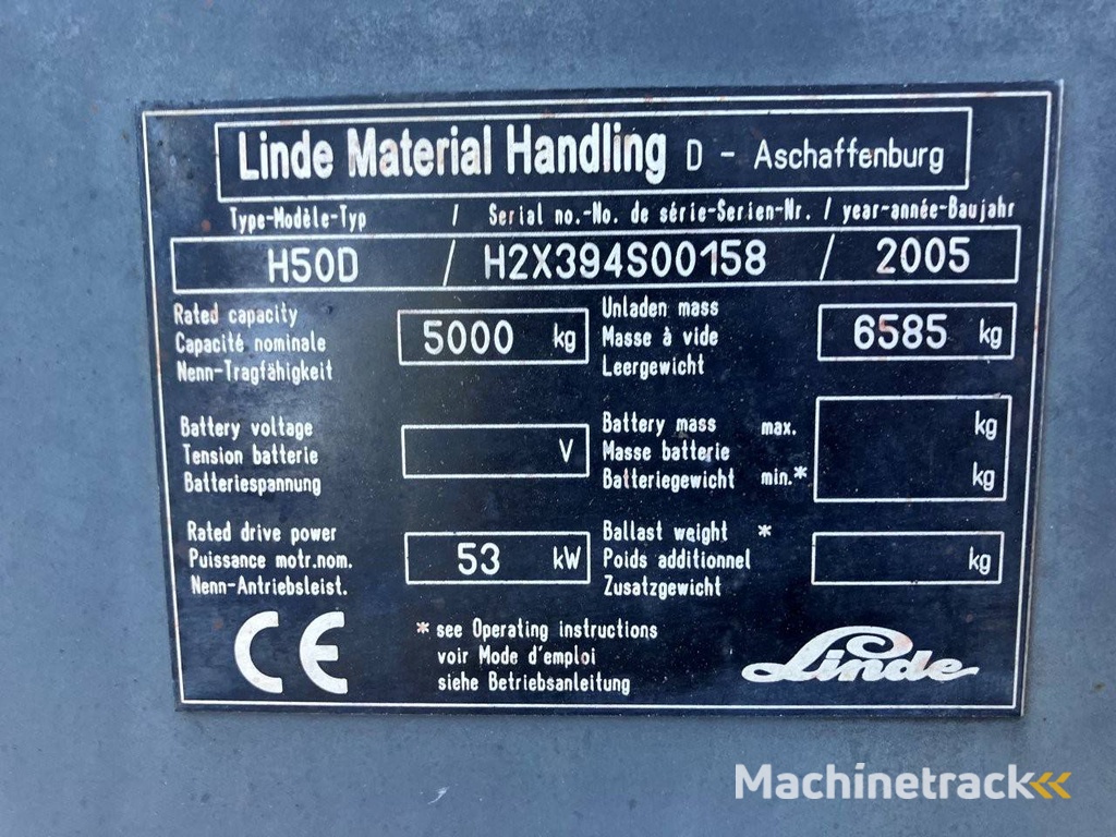 Forklift Linde H50D Diesel 5000kg 2005