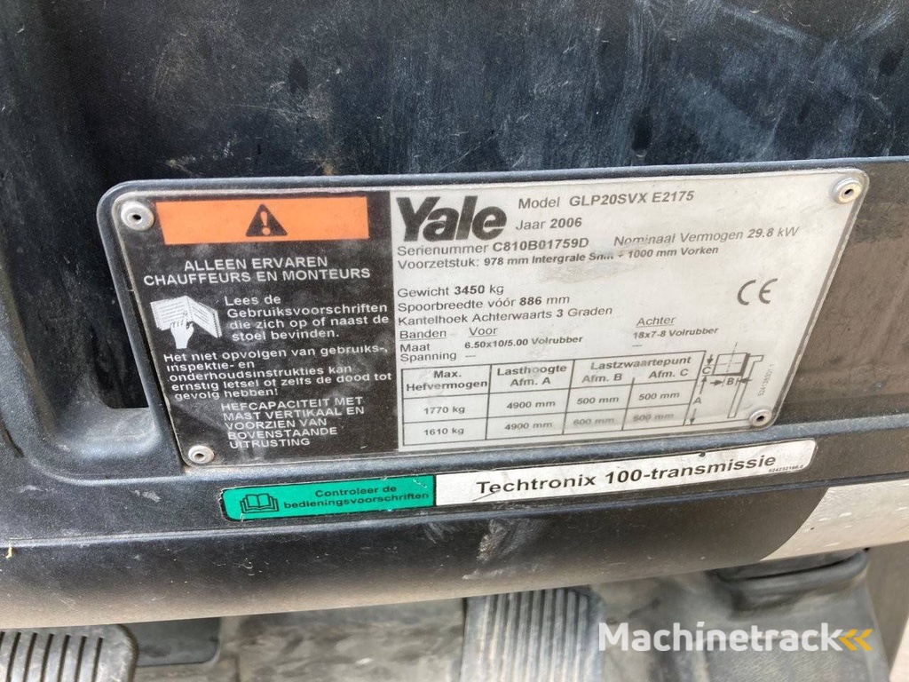 Heftruck Yale GLP20SVX E2175 LPG 2000kg 4.9m 2006