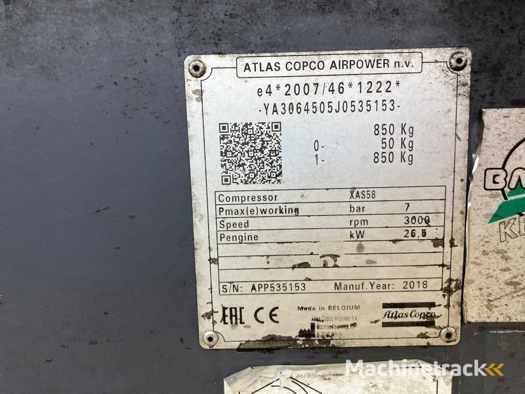 Compressor Atlas Copco XAS58 Diesel 2018