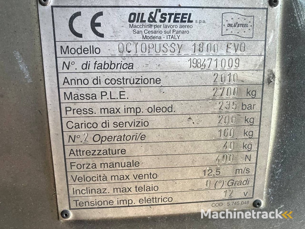 Spinhoogwerker Oil&Steel Octopussy 1800 EVO Elektrisch/Diesel 2010