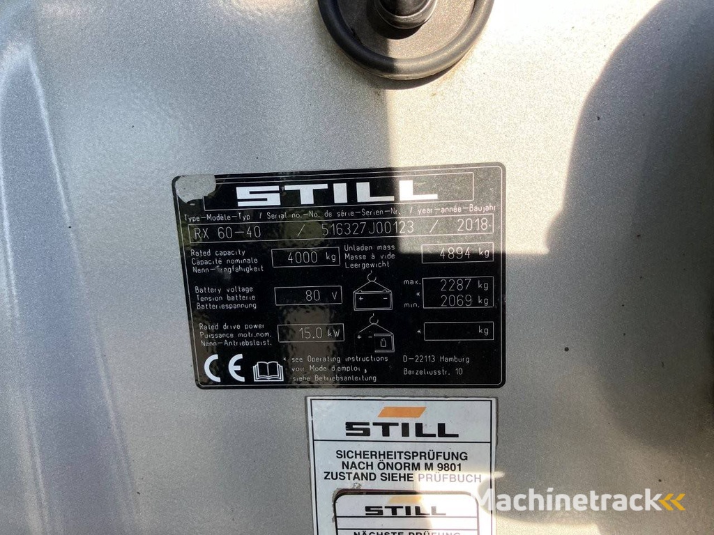 Heftruck Still RX60-40 Elektrisch 4000kg 4.5m 2018