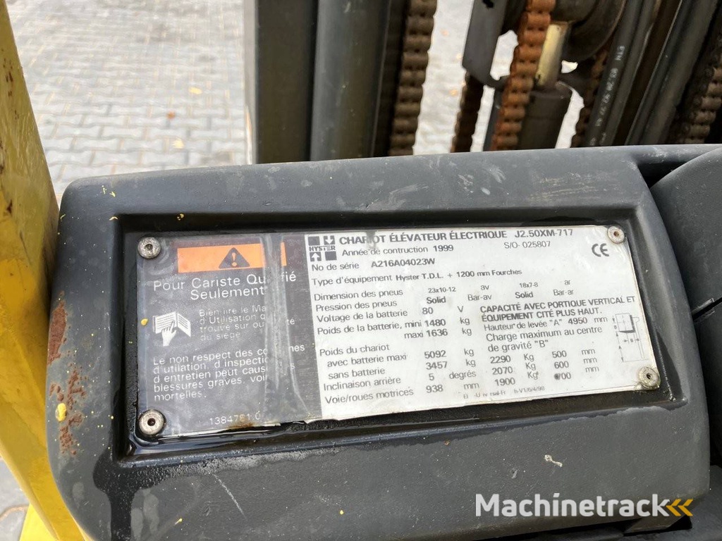 Gabelstapler Hyster J2.50XM-717 Elektro 2290 kg 4,95 m 1999