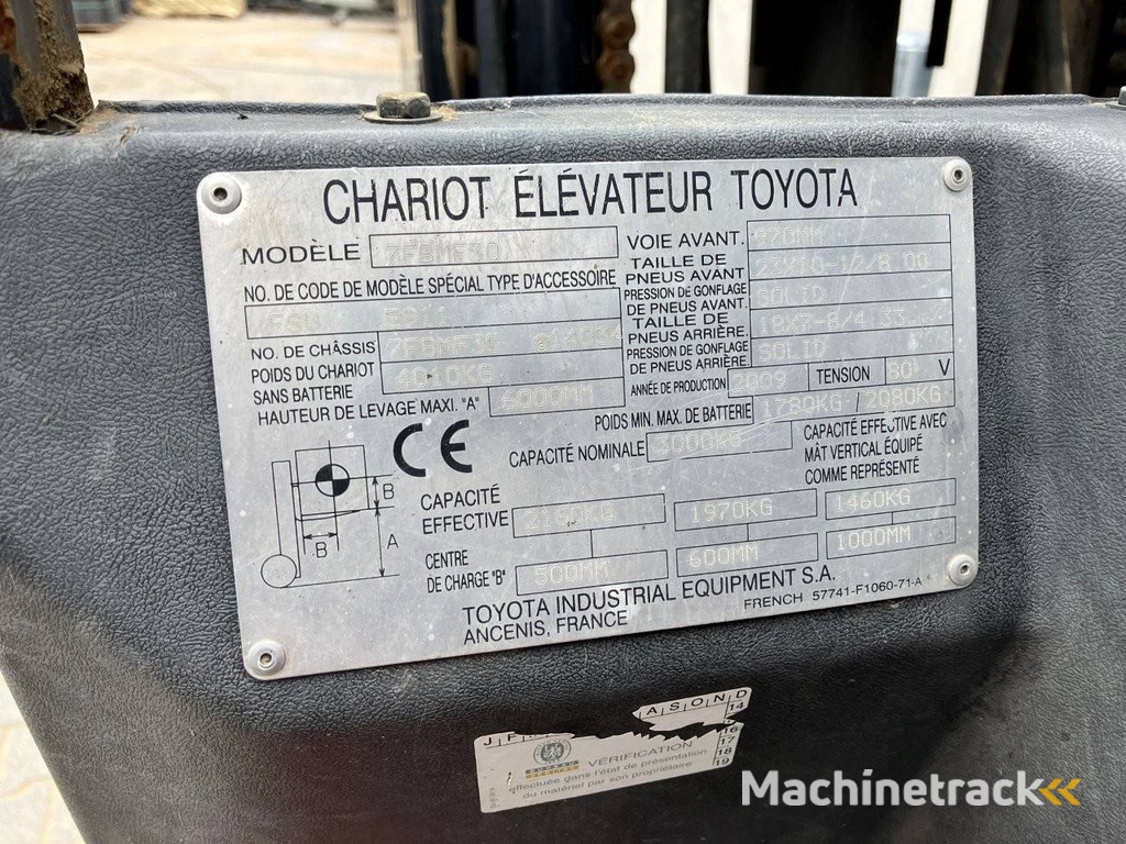 Forklift Toyota 7FBMF30 Electric 3000kg 6.0m 2009