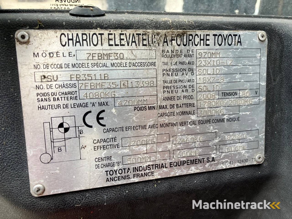 Forklift Toyota 7FBMF30 Electric 3000kg 4.7m 2008