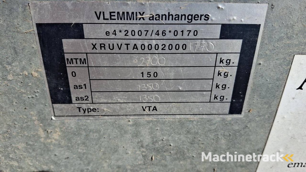Machinetransporter Vlemmix VTA 2700kg 3.0x1.50m