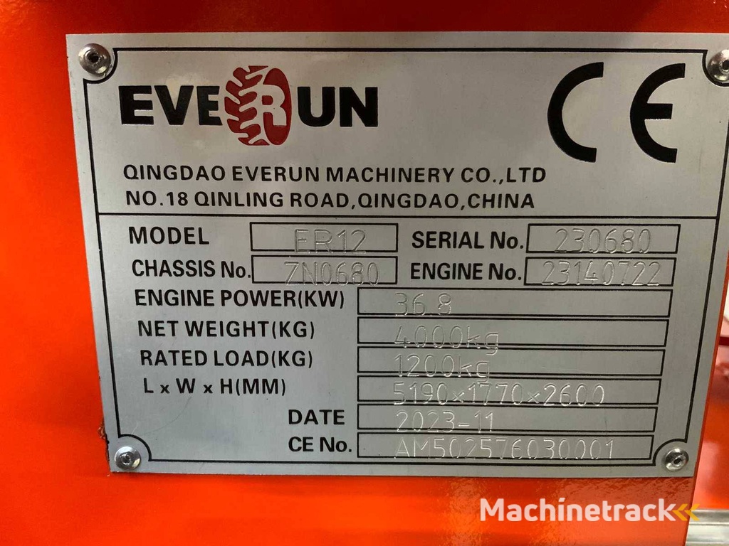 Wiellader Everun ER12 Diesel 36kW 2025 Nieuw