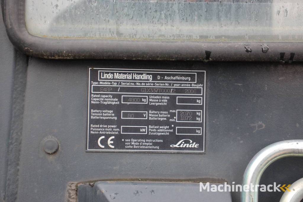 Forklift Linde E48P Electric 4800kg 5.45m 2006