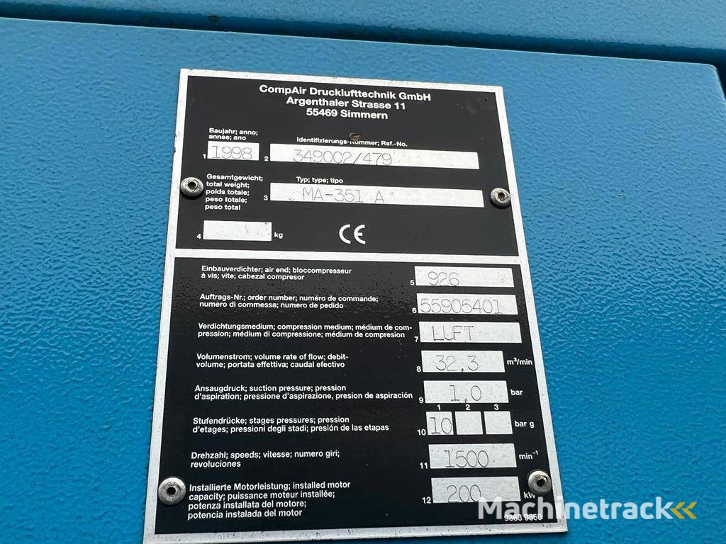 Compressor Compair MA-351 A Elektrisch 10bar 1998