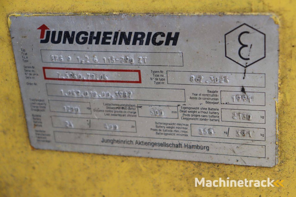 Heftruck Jungheinrich Type BFG 1.2 6. 115-290 ZT Elektrisch 1200kg 1994
