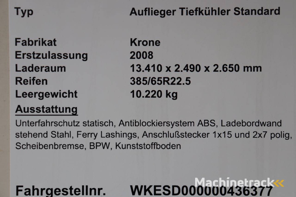 Reefer Oplegger Krone Semitrailer Reefer Standard 2008